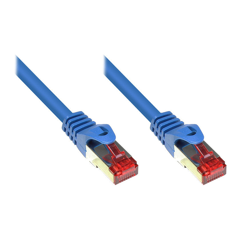 GoodConnections Patchkabel mit Rastnasenschutz, Cat. 6, S/FTP, PiMF, PVC, 250MHz, blau, 25m,