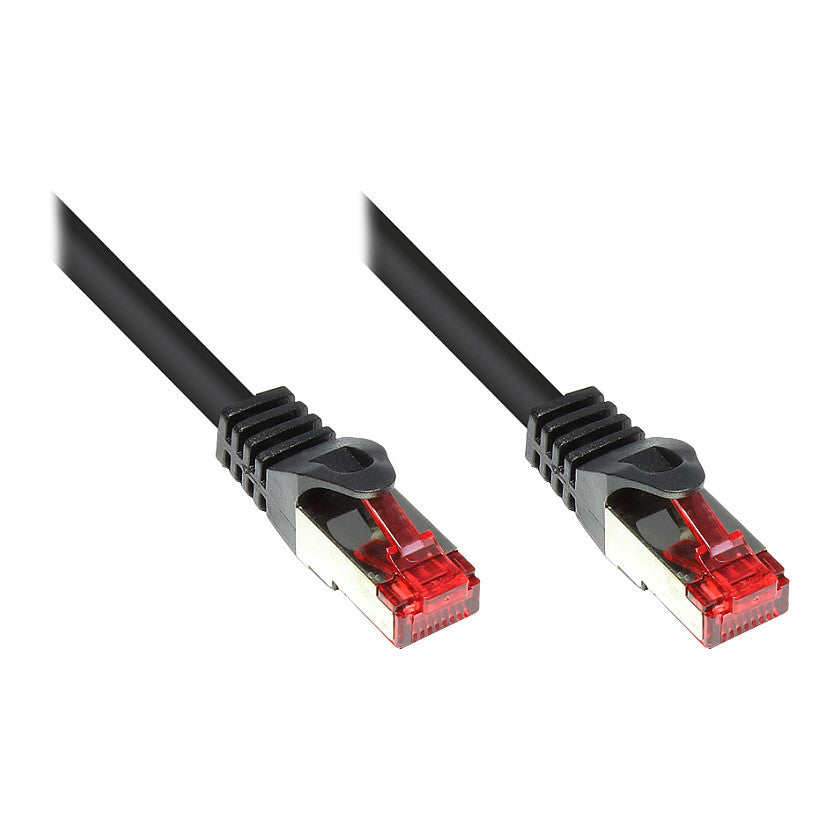 GoodConnections Patchkabel mit Rastnasenschutz, Cat. 6, S/FTP, PiMF, PVC, 250MHz, schwarz, 50m,
