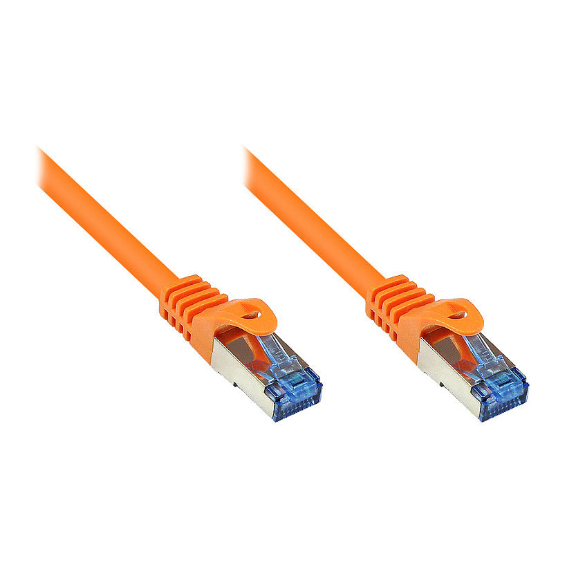 GoodConnections Patchkabel mit Rastnasenschutz, Cat. 6A, S/FTP, PIMF, halogenfrei, 500MHz, orange, 2m,
