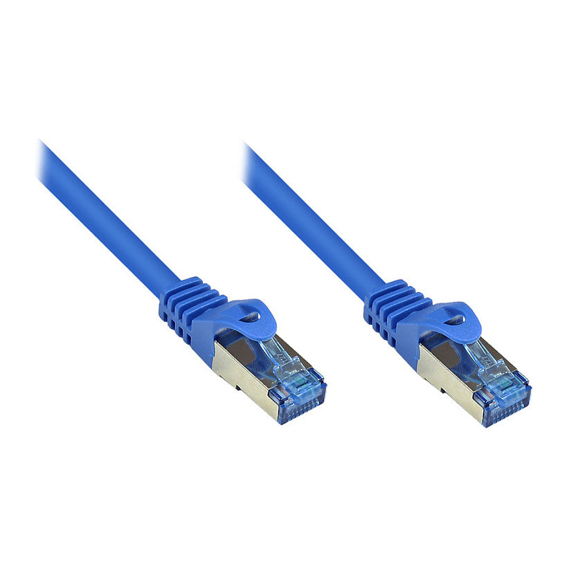 GoodConnections Patchkabel mit Rastnasenschutz, Cat. 6A, S/FTP, PiMF, halogenfrei, 500MHz, blau, 3m,