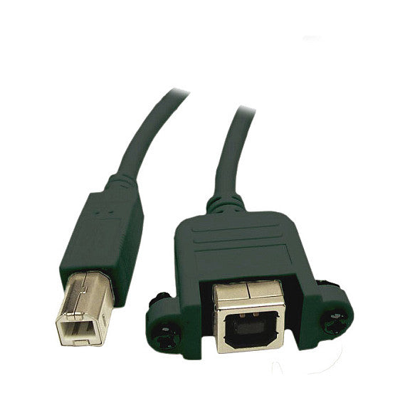 Verlängerung USB 2.0 Stecker B an Einbaubuchse B, CU, schwarz, 1m,
