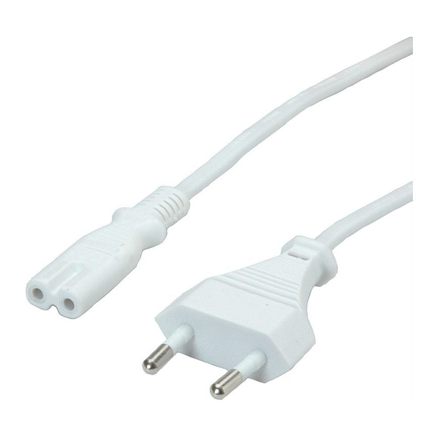 VALUE Netzkabel Euro-Flachstecker auf C7 2polig weiss 1,8m