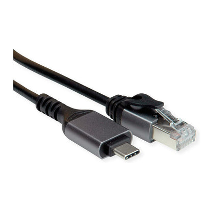 VALUE USB 3.2 Gen 2 Typ C zu Gigabit Ethernet Konverterkabel, schwarz, 1 m