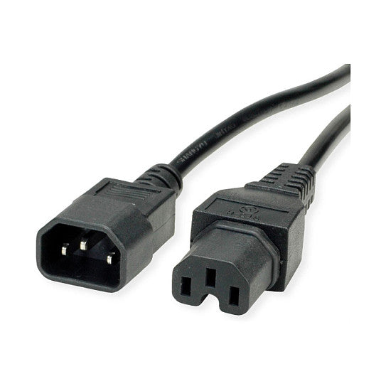 VALUE Netzkabel IEC320/C14 Stecker - C15 Buchse, H05RN-F, schwarz, 1 m