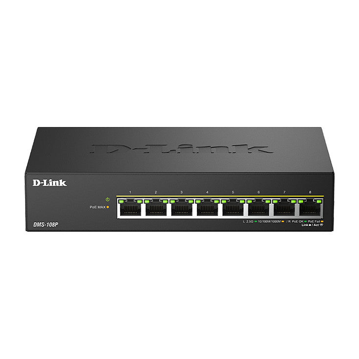 D-Link DMS-108P/E 8-Port Multi-Gigabit Unmanaged PoE Switch