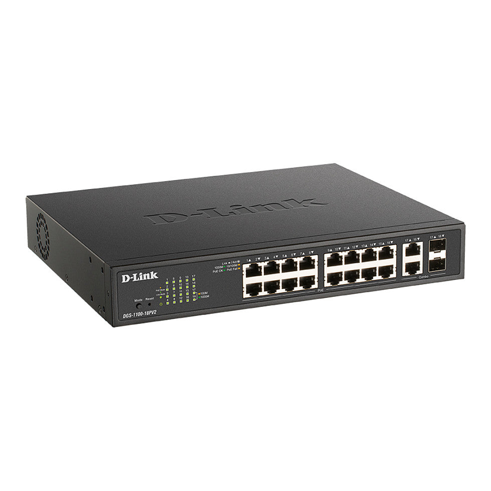 D-Link DGS-1100-18PV2 18-Port PoE+ Gigabit Smart Manag. Switch