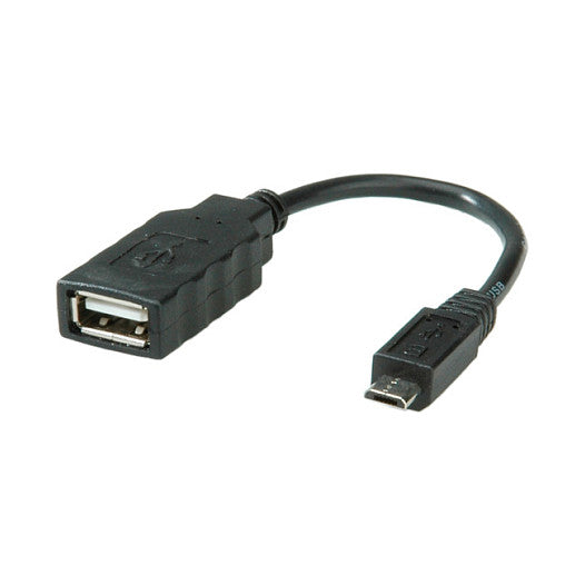 ROLINE USB 2.0 Kabel, USB 2.0 Typ Micro B - Typ A BU, OTG, 0,15 m