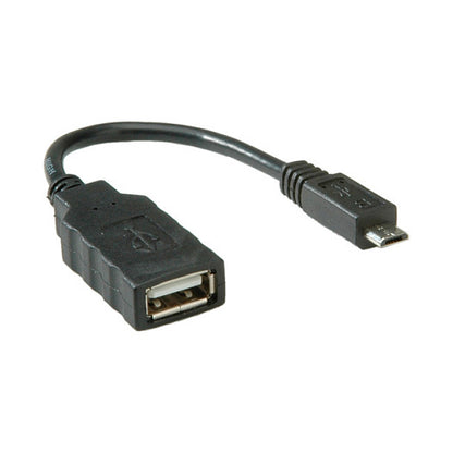 ROLINE USB 2.0 Kabel, USB 2.0 Typ Micro B - Typ A BU, OTG, 0,15 m