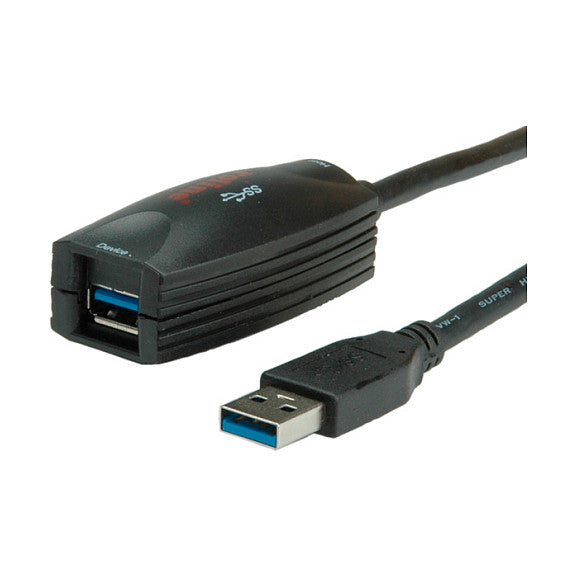 ROLINE USB 3.2 Gen 1 Aktives Repeater Kabel schwarz 5m