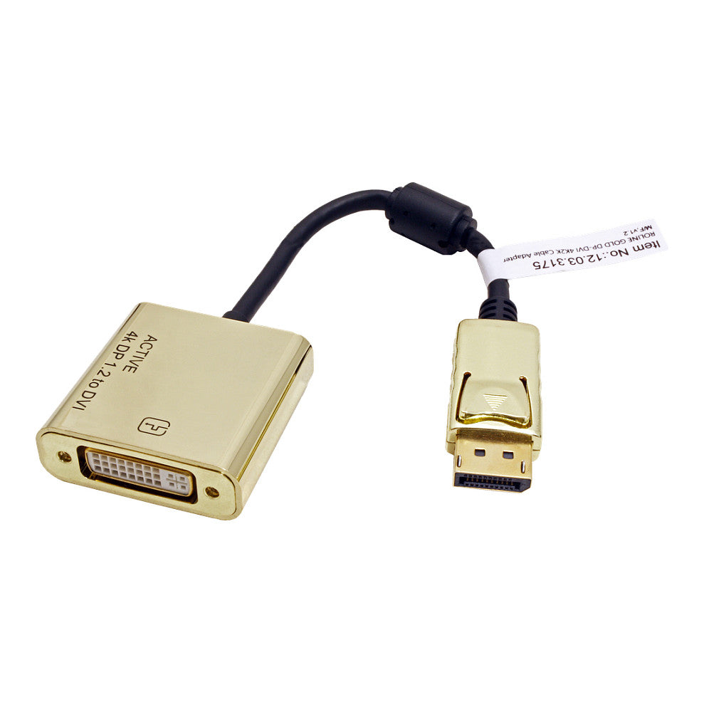 ROLINE GOLD 4K DisplayPort-DVI Adapter, Aktiv, v1.2, DP ST - DVI BU