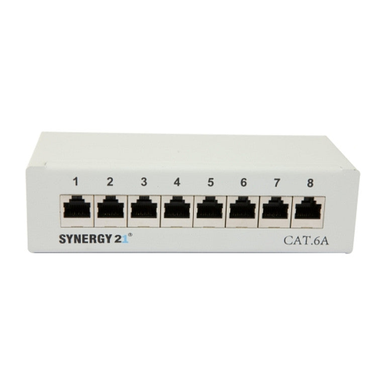 Synergy21 Patch Panel 8xTP, CAT6A, 500Mhz, Aufputz , Lichtgrau, LSA