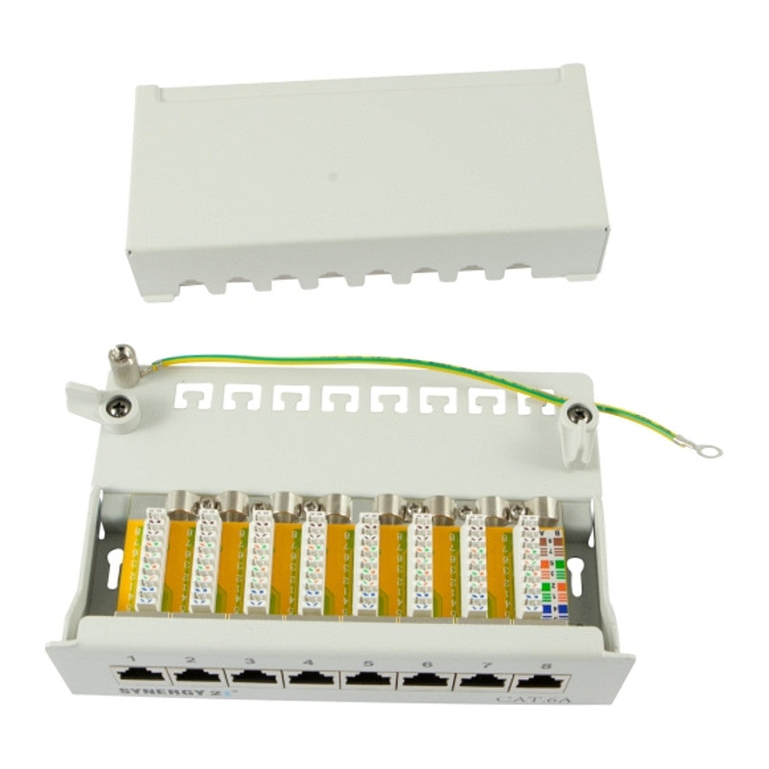 Synergy21 Patch Panel 8xTP, CAT6A, 500Mhz, Aufputz , Lichtgrau, LSA