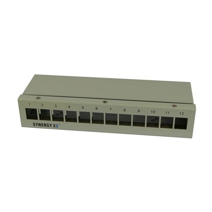 Synergy21 Keystone, Modulträger, Patchpanel für 12x TP-Modul, Aufputz, Metall, Lichtgrau