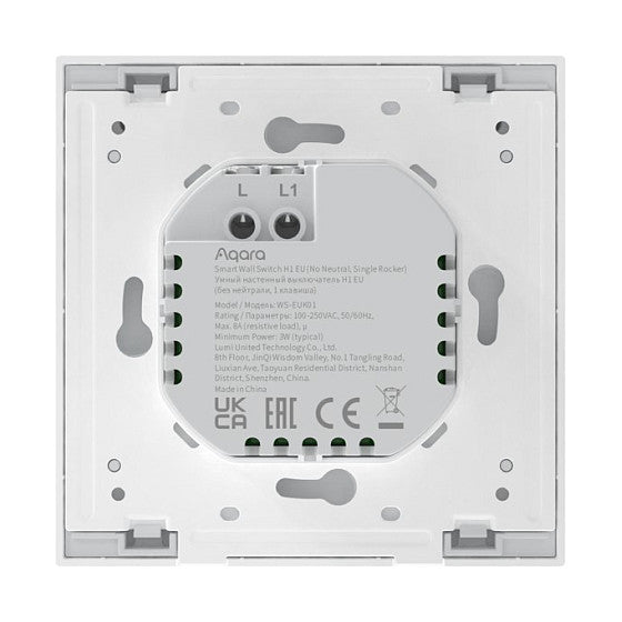 Aqara Smart Wall Switch H1 (No Neutral, Single Rocker) weiß (HomeKit)