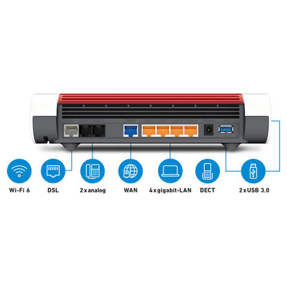 FRITZ! AVM FRITZ!Box 7590 AX - WLAN-System - (Router) - Netz - DSL-Modem 1GbE - Wi-Fi 6 - Dual-Band - VoIP-Telefonadapter (DECT)