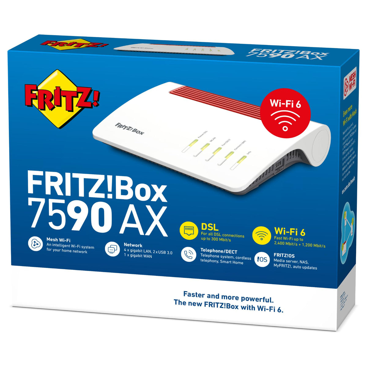 FRITZ! AVM FRITZ!Box 7590 AX - WLAN-System - (Router) - Netz - DSL-Modem 1GbE - Wi-Fi 6 - Dual-Band - VoIP-Telefonadapter (DECT)