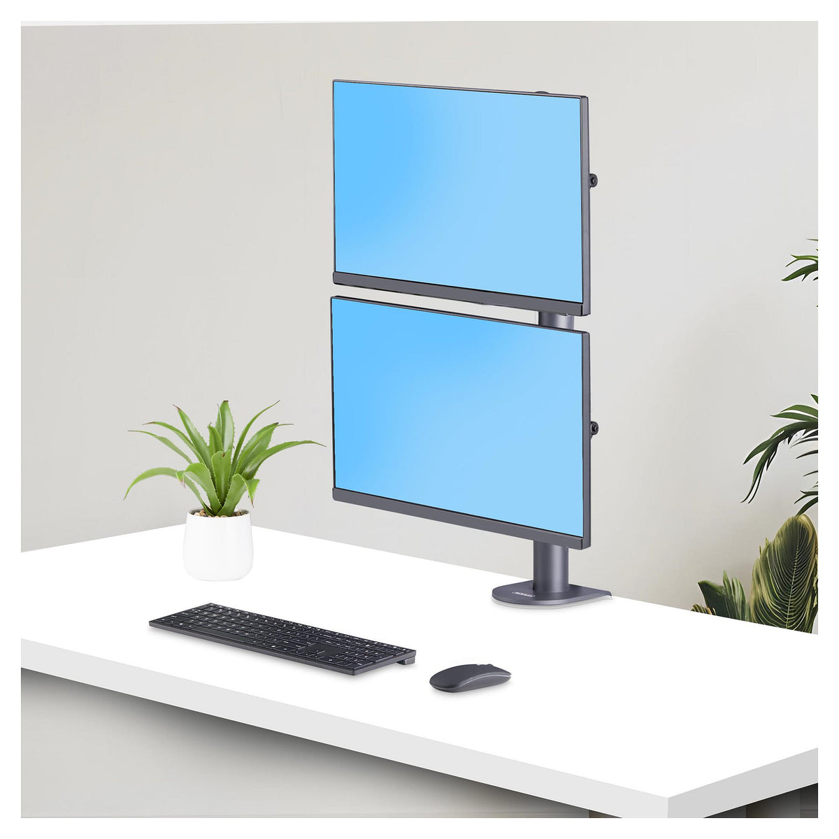 STARTECH.COM Dual Monitorhalterung 124,46cm 49Zoll fur 2 Vertikal Gestapelte Monitore 2x 16 kg VESA Bildschirmhalterung-Monitorarm