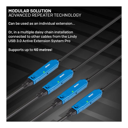 LINDY USB 3.0 Aktiv-Verlängerung Typ A/A Pro M/F 15m