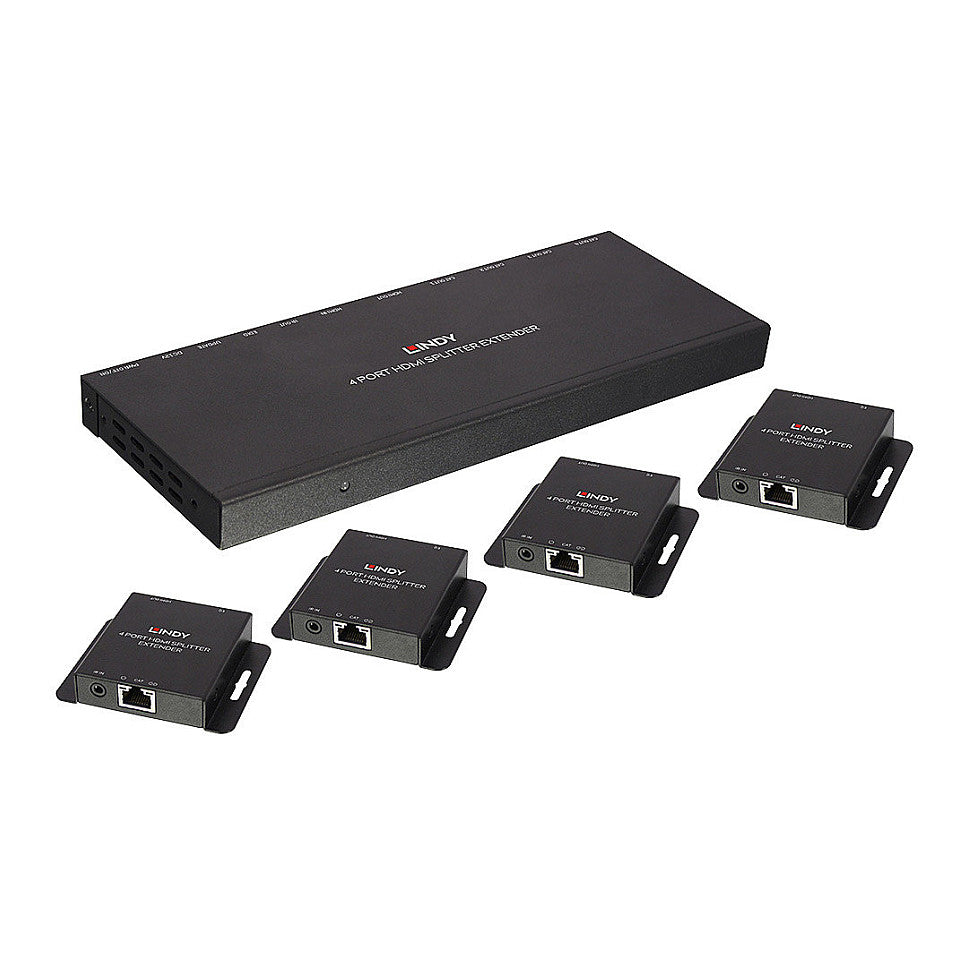 LINDY Extender & Splitter HDMI & IR Cat6 Loop Out 4 Port 50m