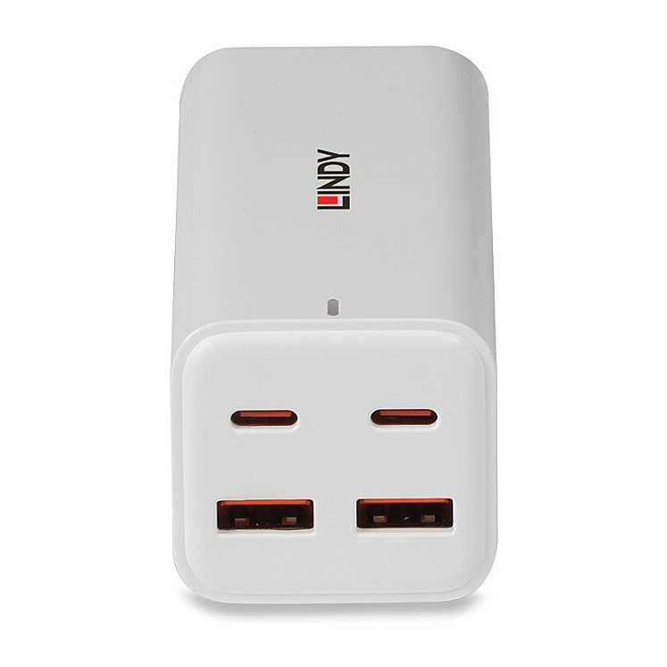 LINDY USB 4-Port GaN Fast Charger 100W 2xUSB-C PD/2xUSB-A we