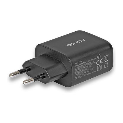 LINDY USB-C Ladegerät 2-Port GaN Charger 65W, schwarz