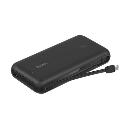 Belkin Powerbank mit integriertem USB-C Kabel, Schwarz, USB-C, 20.000 mAh