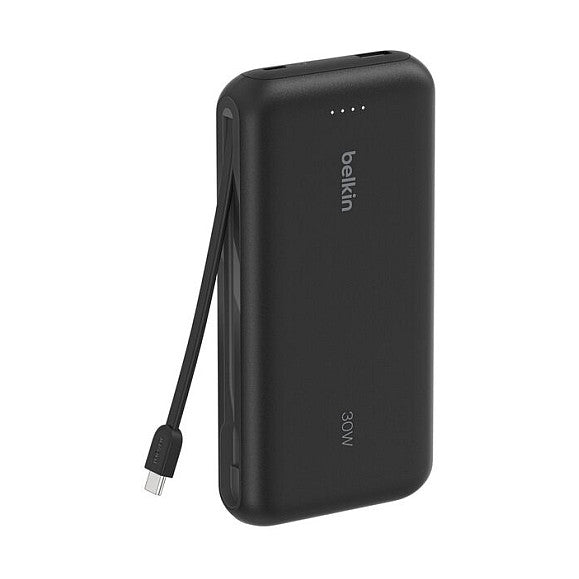 Belkin Powerbank mit integriertem USB-C Kabel, Schwarz, USB-C, 20.000 mAh
