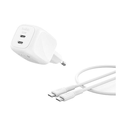 Belkin Ladegert Dual USB-C 50W PD PPS+1m Kabel WCH019kq1MWH-B6