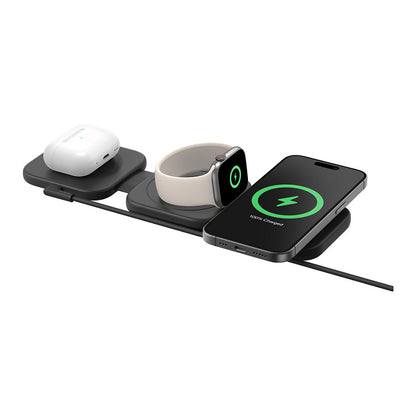 Belkin magnetische Reiseladestation mit Power Adapter (36W), Schwarz, 3 in 1, WIZ024HQBK