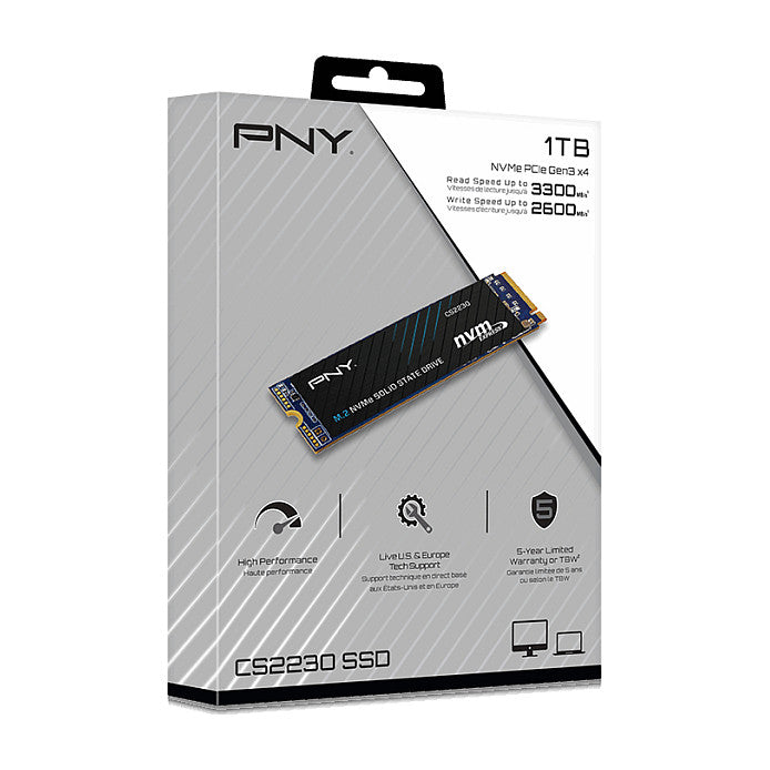 M.2 1TB PNY CS2230 M280CS2230-1TB-RB 0,307 DWPD M.2 2280 PCIe 3.0 x4 (NVMe) SSD 256bit AES