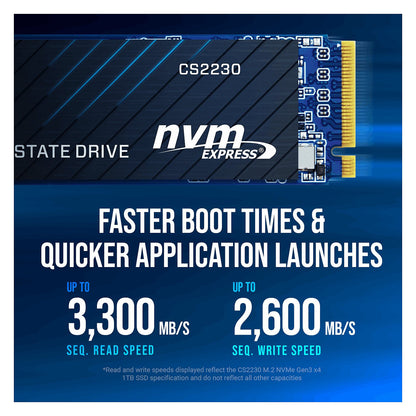 M.2 1TB PNY CS2230 M280CS2230-1TB-RB 0,307 DWPD M.2 2280 PCIe 3.0 x4 (NVMe) SSD 256bit AES