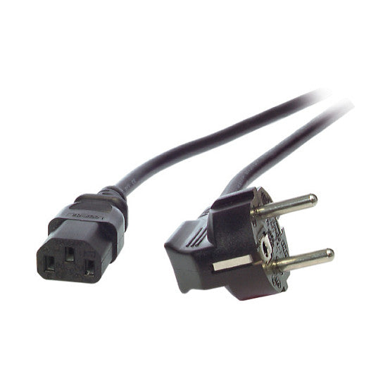 EFB Netzkabel Schutzkontakt 90°-C13 180°,sw,2.0m,3x0.75mm