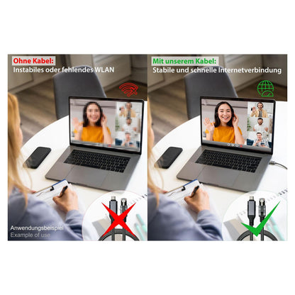 Good Connections Ethernet-Kabel USB-C RJ45, anthrazit, 3,0m