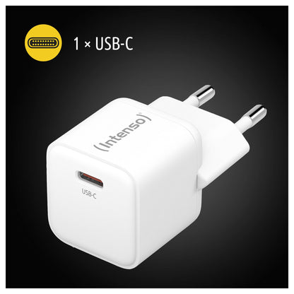 Intenso Netzteil Power Adapter W30C GaN, Anschluss: 1x USB-C Output: max. 30 Watt, GaN-Technologie, Weiß