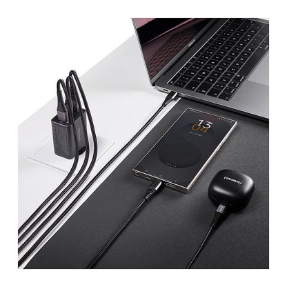 Intenso Power Adapter W65ACC Gan, Schwarz 65 Watt Netzteil, Zwei USB-C Anschlüsse und einem USB-A Anschluss