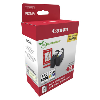Canon PG-585XL/CL-586XL Photo Value Pack - 2er-Pack - Hohe Ergiebigkeit - Schwarz, Farbe (Cyan, Magenta, Gelb)