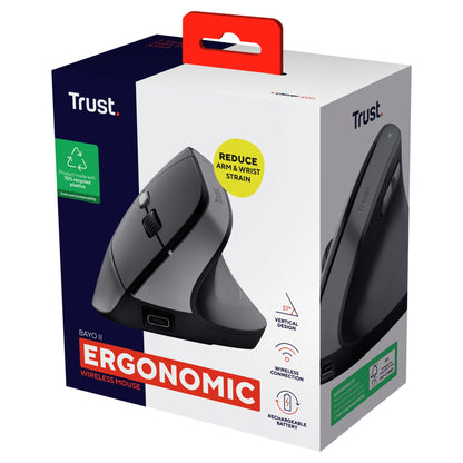 Trust Bayo II ergonomisch - Rechargeable - Rechtshänder - kabellos - schwarz
