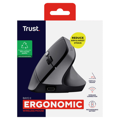 Trust Bayo II ergonomisch - Rechargeable - Rechtshänder - kabellos - schwarz
