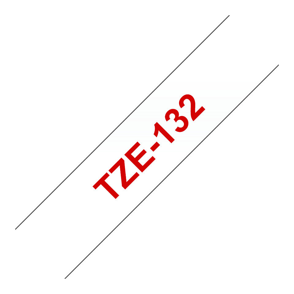 BROTHER P-Touch TZE-132 rot auf clear 12mm