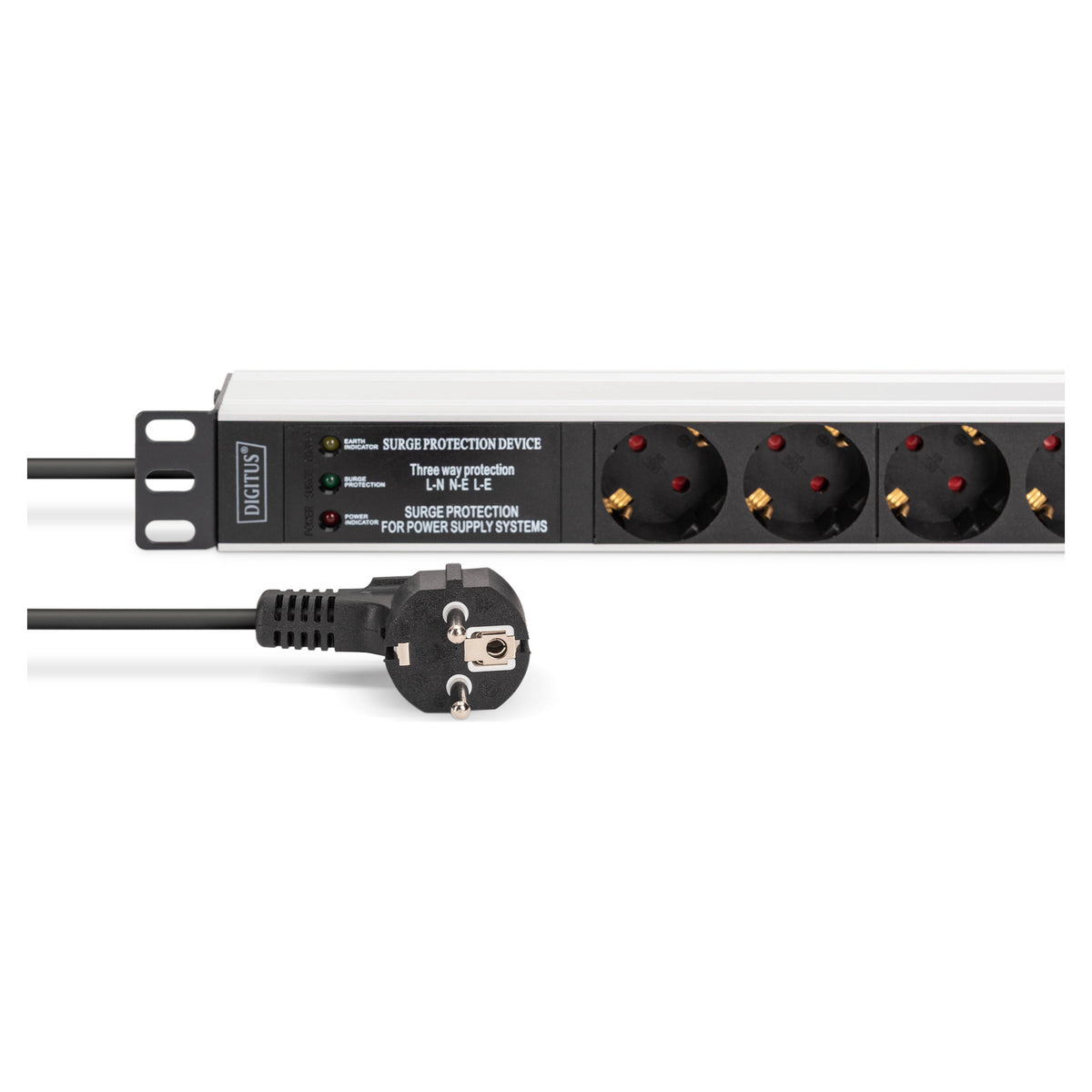 DIGITUS Steckdosenleiste 7-fach 19" Alu. 1HE 2m schwarz