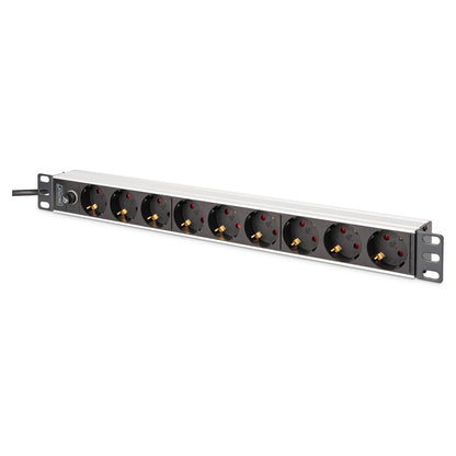 DIGITUS Steckdosenleiste 9-fach 19" Alu. 1HE 2m schwarz