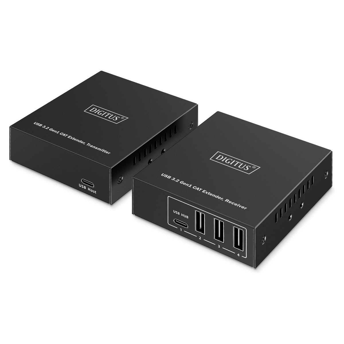 DIGITUS USB Extender 3xUSB-A 1xUSB-C mit CAT-Kabel schwarz