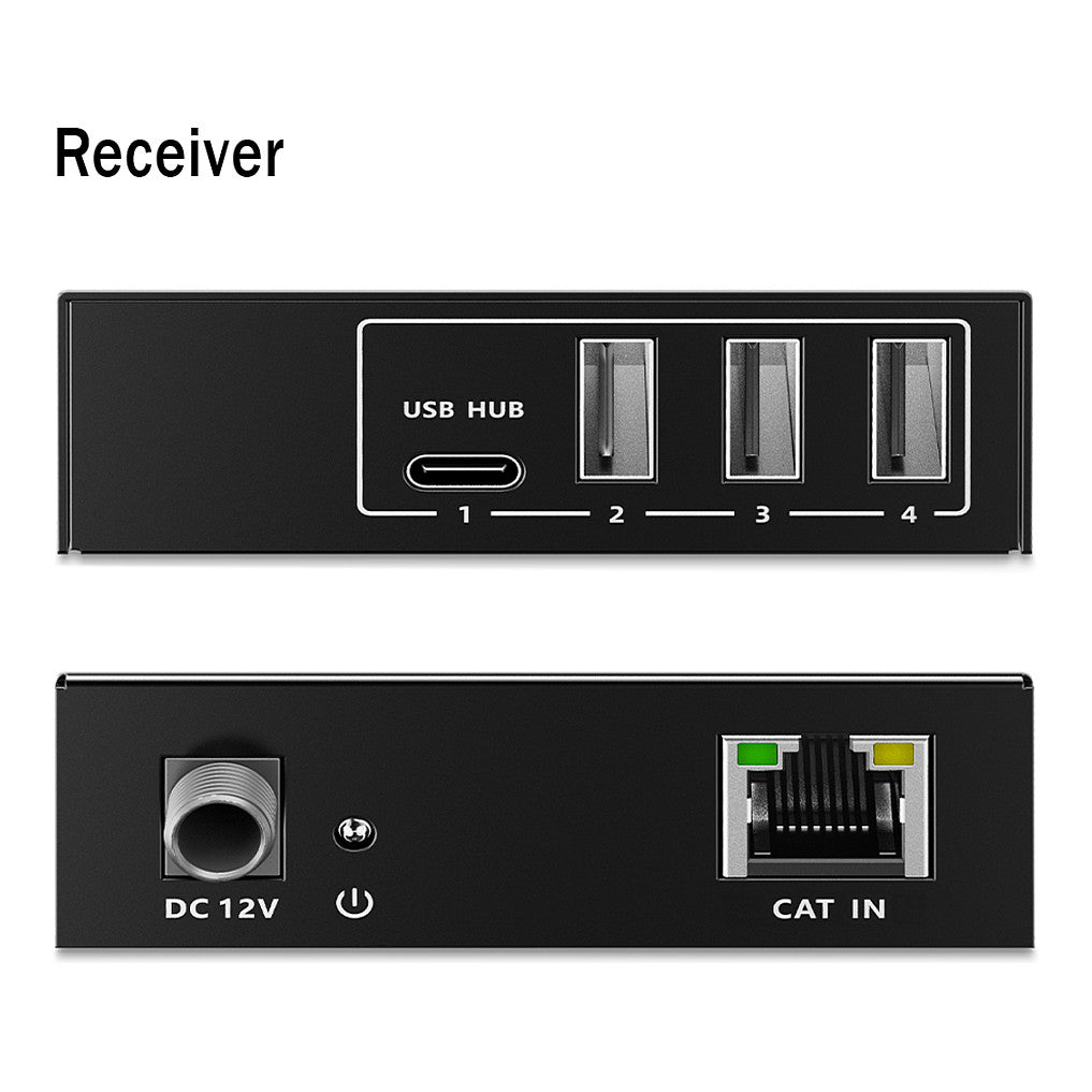 DIGITUS USB Extender 3xUSB-A 1xUSB-C mit CAT-Kabel schwarz