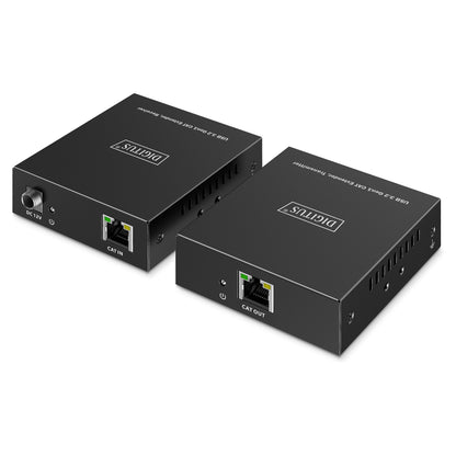 DIGITUS USB Extender 3xUSB-A 1xUSB-C mit CAT-Kabel schwarz