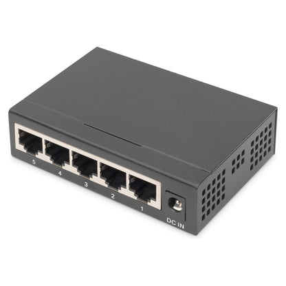 DIGITUS Switch 5-Port Gigabit Unmanaged Metallgehäuse schw