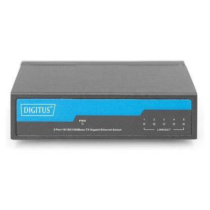 DIGITUS Switch 5-Port Gigabit Unmanaged Metallgehäuse schw