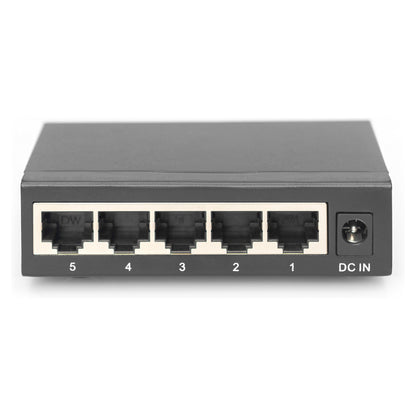 DIGITUS Switch 5-Port Gigabit Unmanaged Metallgehäuse schw