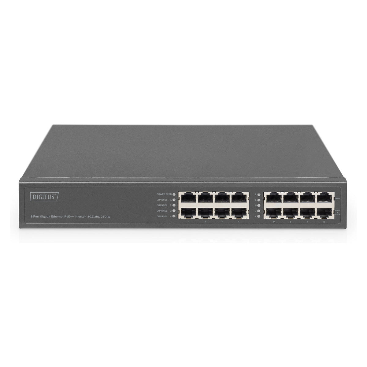 DIGITUS Switch 8-Port Gigabitgabit PoE + Injektor 250W schw