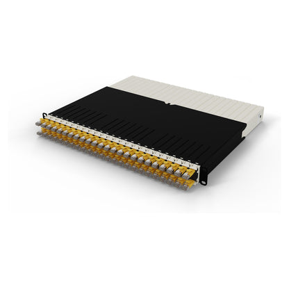 Patchbox patchbox.one Kabeleinzugssystem 8RU/STP (0,8 m) mit 24 Kassetten, Patchkabel Cat. 6a, U/FTP, PoE, Kabel gelb