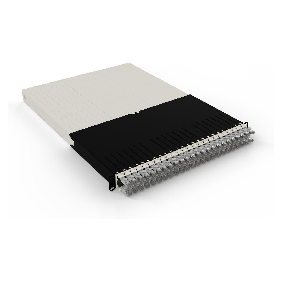 Patchbox patchbox.one Kabeleinzugssystem 30RU/STP (1,8 m) mit 24 Kassetten, Patchkabel Cat. 6a, U/FTP, PoE, Kabel grau
